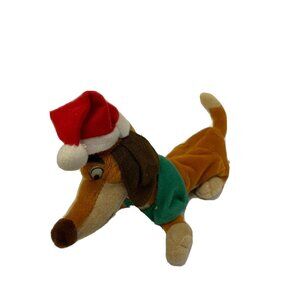 Disney Toy Story Slinky Dog Plush With Santa Hat &‎ Green Scarf 10" Long